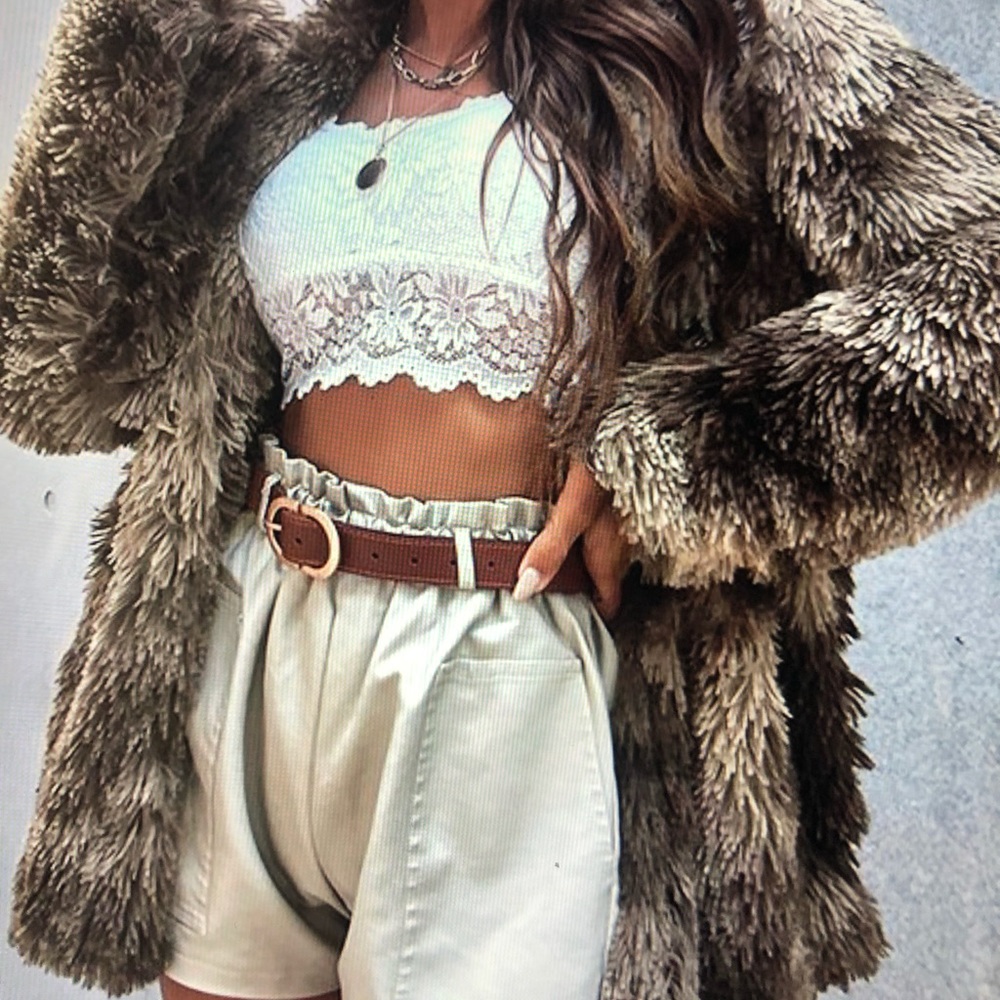 Khaki Fuzzy open coat